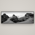 Guardians of Stone, Castle Hill — Basel Black Matte, 227×80 cm. New Zealand fine art wall art by Stephen Milner.