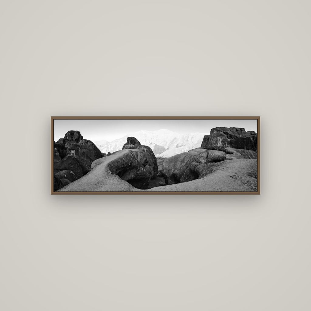 Guardians of Stone, Castle Hill, Basel Walnut, 113×40 cm. New Zealand fine art wall art by Stephen Milner.