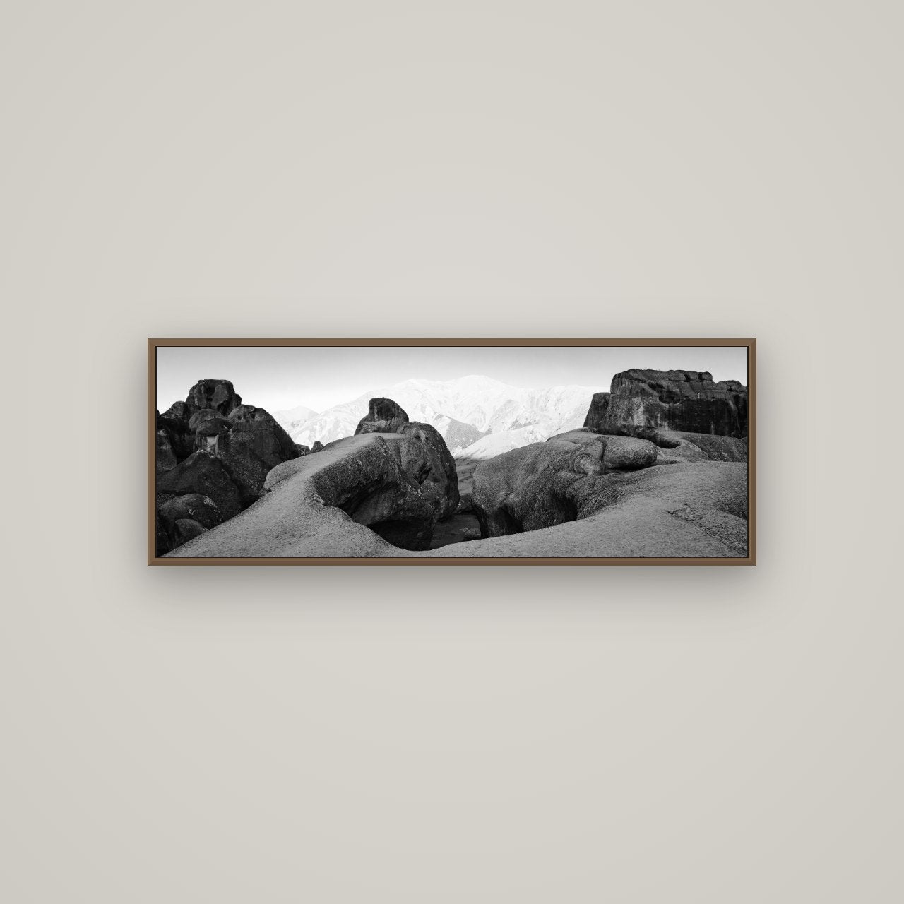 Guardians of Stone, Castle Hill, Basel Walnut, 113×40 cm. New Zealand fine art wall art by Stephen Milner.