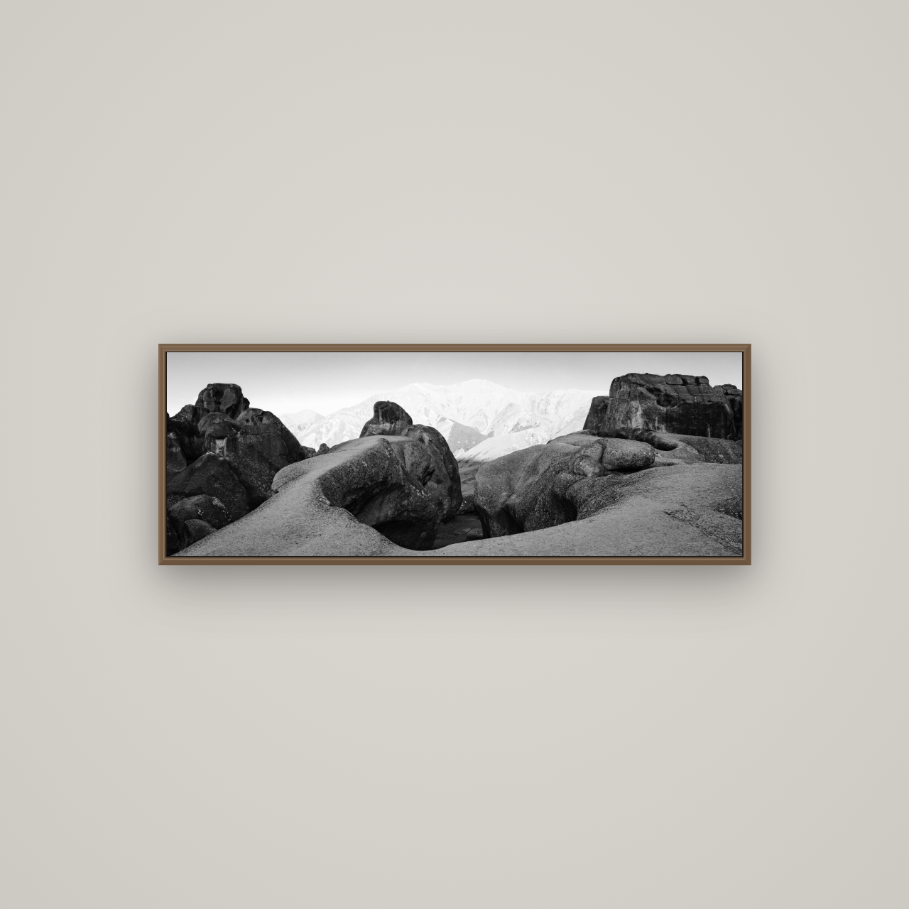 Guardians of Stone, Castle Hill, Basel Walnut, 113×40 cm. New Zealand fine art wall art by Stephen Milner.