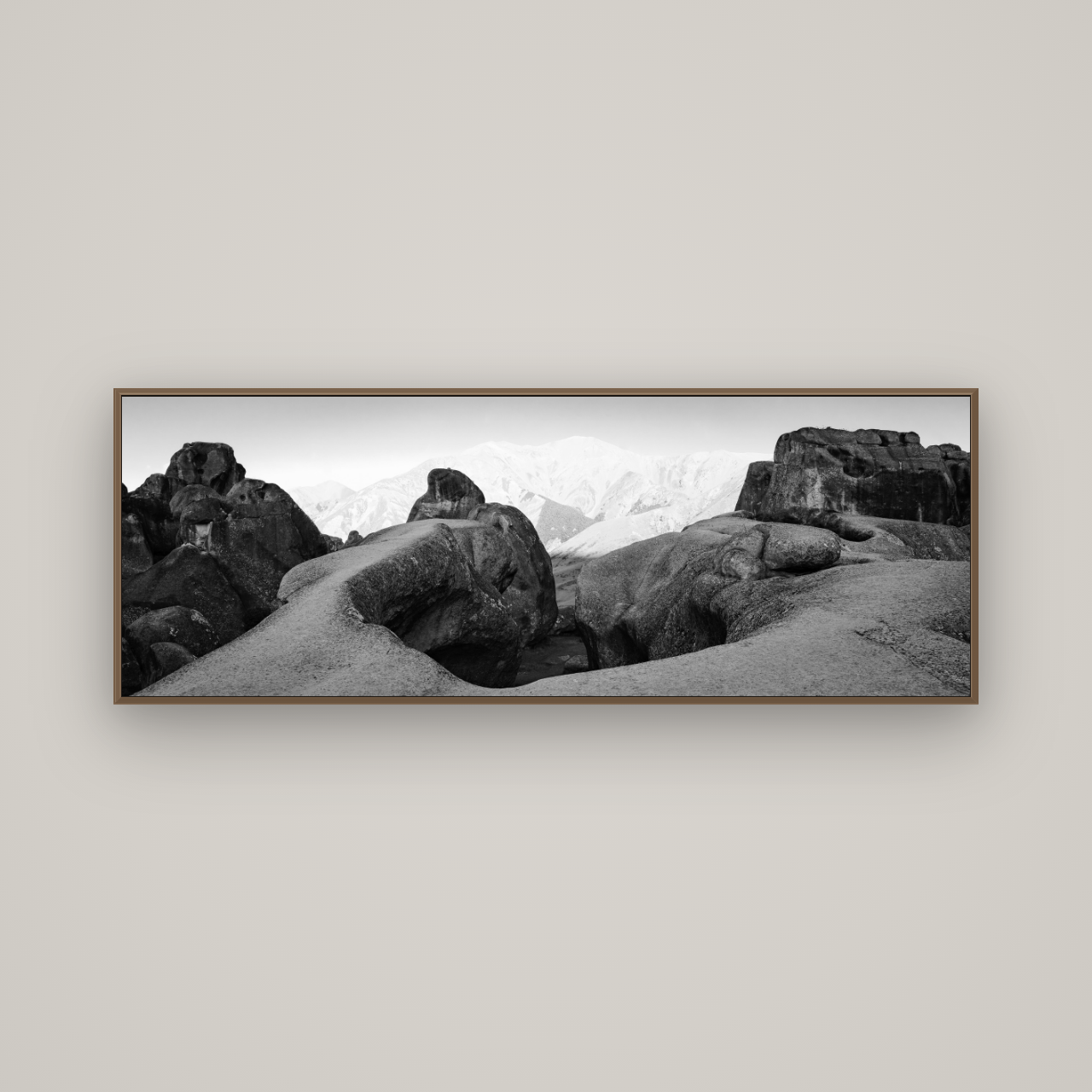 Guardians of Stone, Castle Hill, Basel Walnut, 170×60 cm. New Zealand fine art wall art by Stephen Milner.