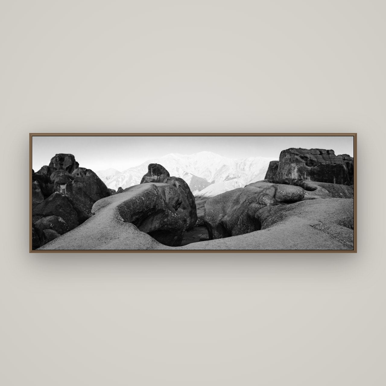 Guardians of Stone, Castle Hill, Basel Walnut, 170×60 cm. New Zealand fine art wall art by Stephen Milner.