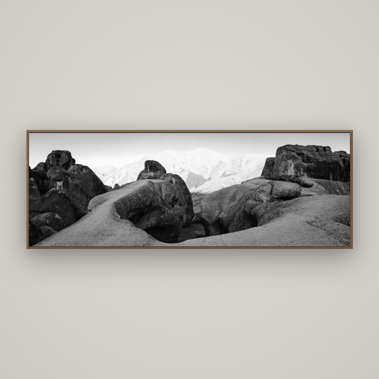 Guardians of Stone, Castle Hill, Basel Walnut, 198×70 cm. New Zealand fine art wall art by Stephen Milner.