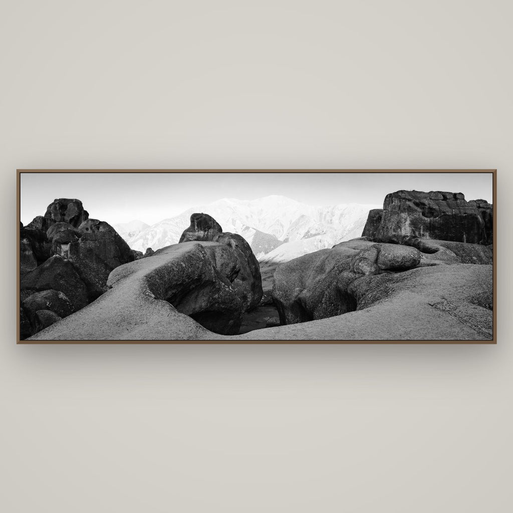 Guardians of Stone, Castle Hill, Basel Walnut, 198×70 cm. New Zealand fine art wall art by Stephen Milner.