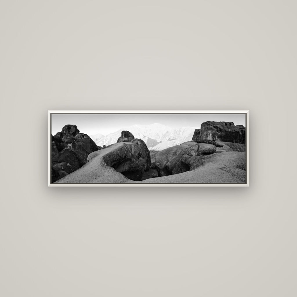 Guardians of Stone, Castle Hill — Basel White, 113×40 cm. New Zealand fine art wall art by Stephen Milner.