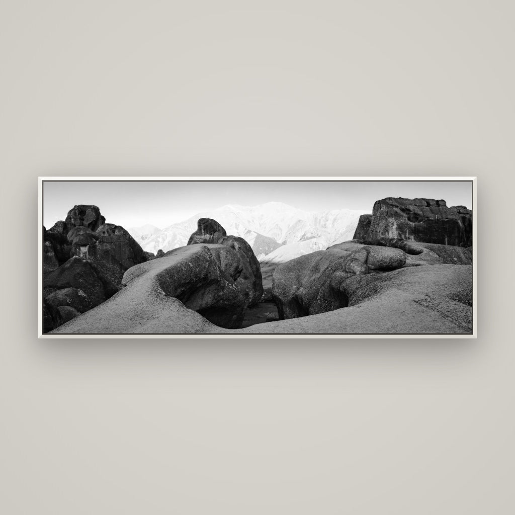 Guardians of Stone, Castle Hill — Basel White, 170×60 cm. New Zealand fine art wall art by Stephen Milner.