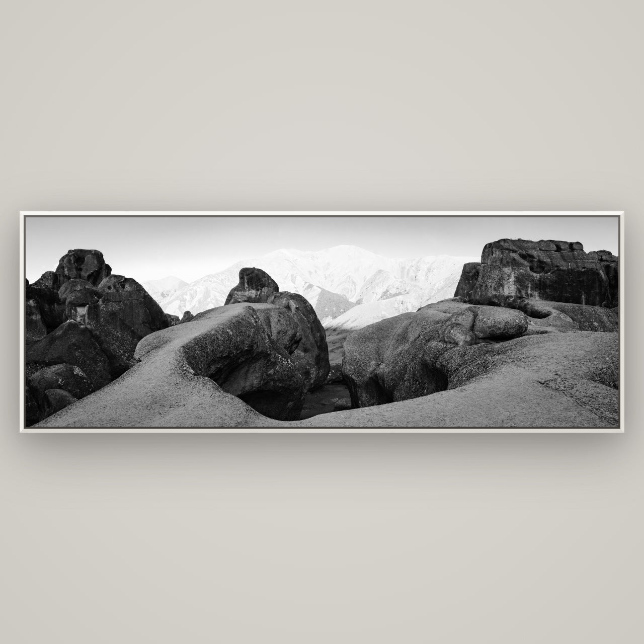 Guardians of Stone, Castle Hill — Basel White, 198×70 cm. New Zealand fine art wall art by Stephen Milner.