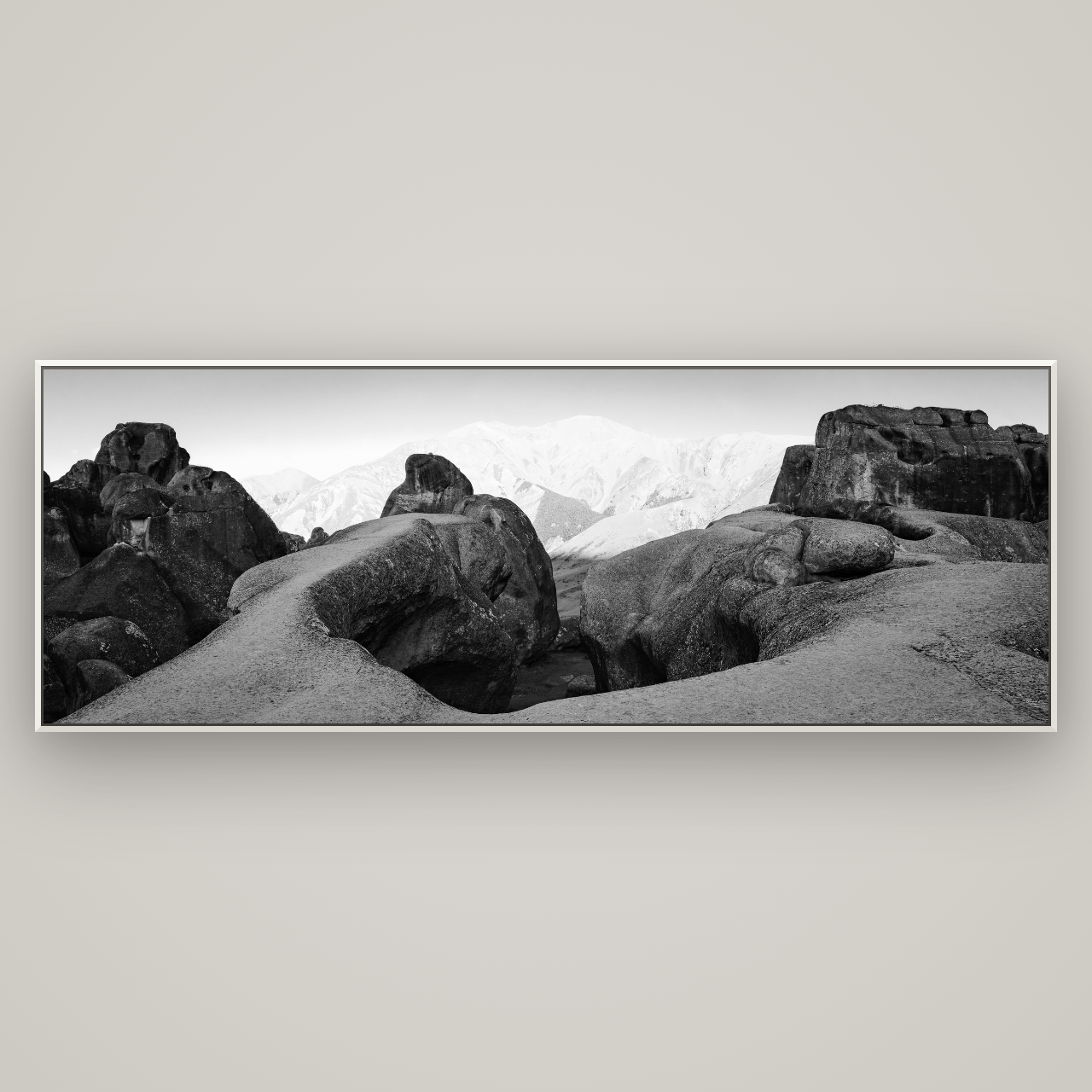 Guardians of Stone, Castle Hill — Basel White, 227×80 cm. New Zealand fine art wall art by Stephen Milner.
