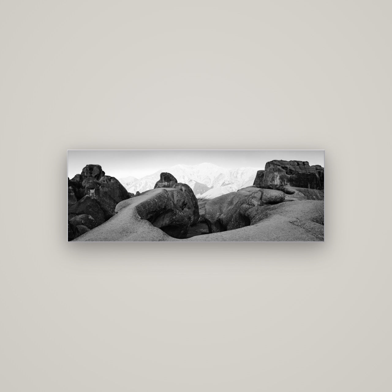 Guardians of Stone, Castle Hill — Slimline Silver, 113×40 cm. New Zealand fine art wall art by Stephen Milner.