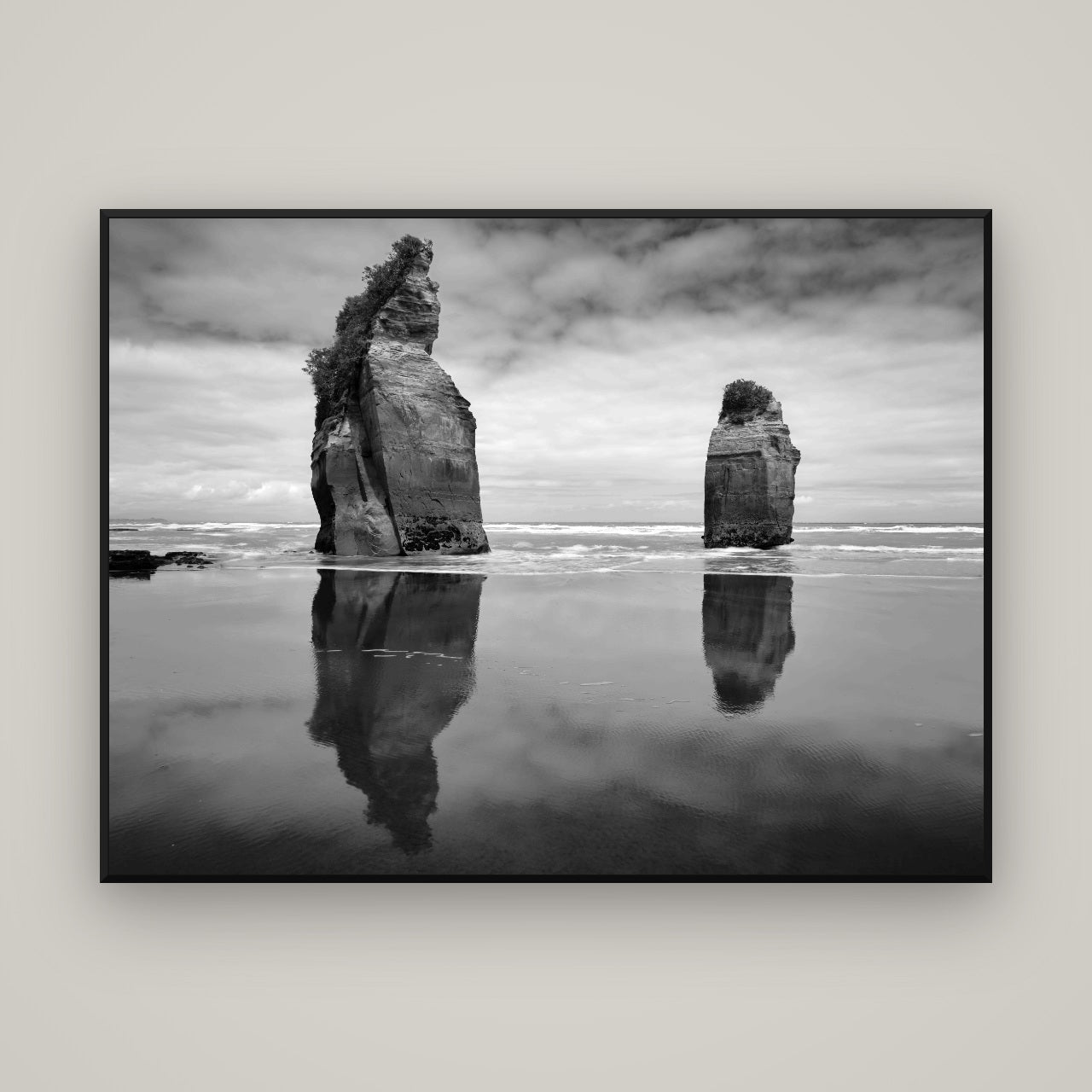 Guardians of the Ocean, Taranaki — Basel Black, 160×120 cm. New Zealand fine art wall art by Stephen Milner.