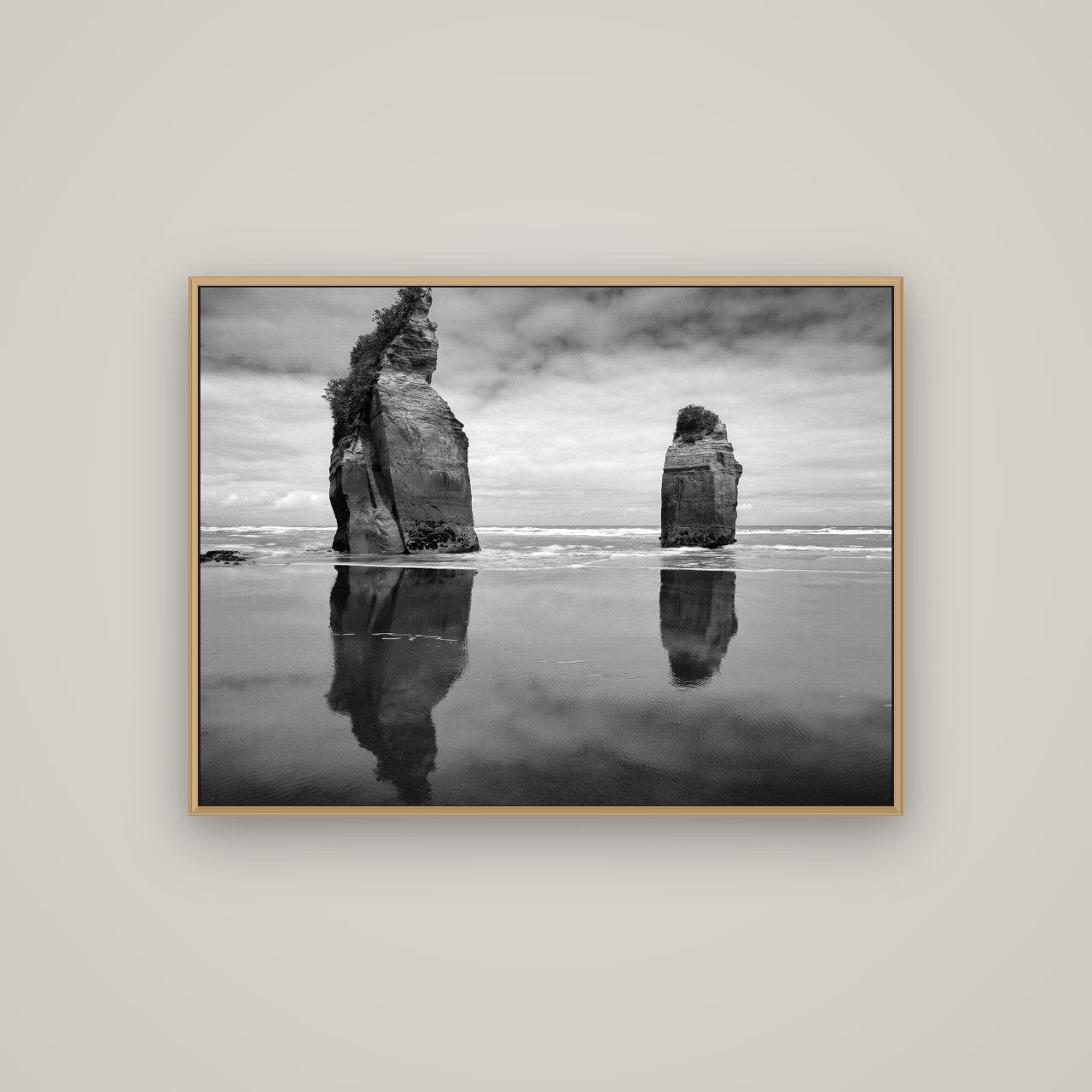 Guardians of the Ocean, Taranaki, Basel Natural Oak, 107×80 cm. New Zealand fine art wall art by Stephen Milner.