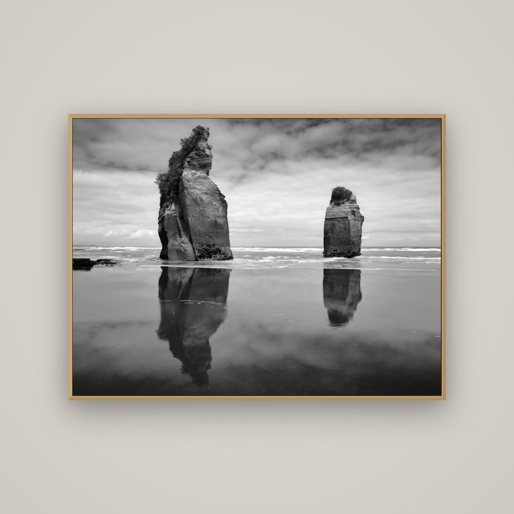 Guardians of the Ocean, Taranaki, Basel Natural Oak, 133×100 cm. New Zealand fine art photograph under matte acrylic glass.