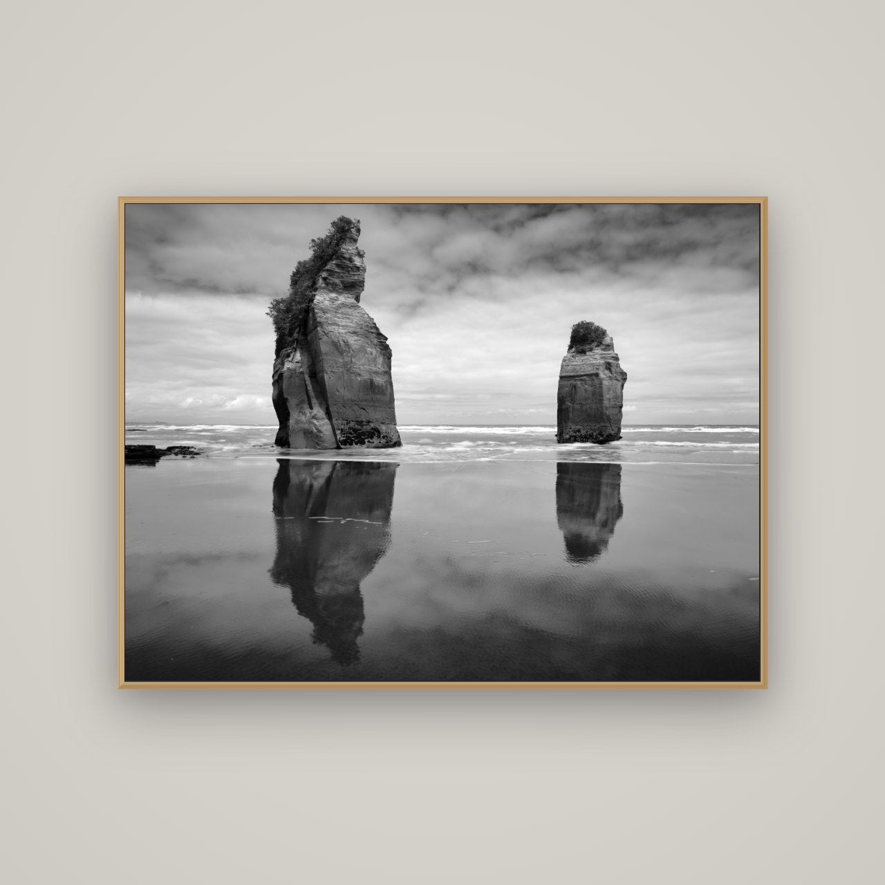 Guardians of the Ocean, Taranaki, Basel Natural Oak, 133×100 cm. New Zealand fine art photograph under matte acrylic glass.