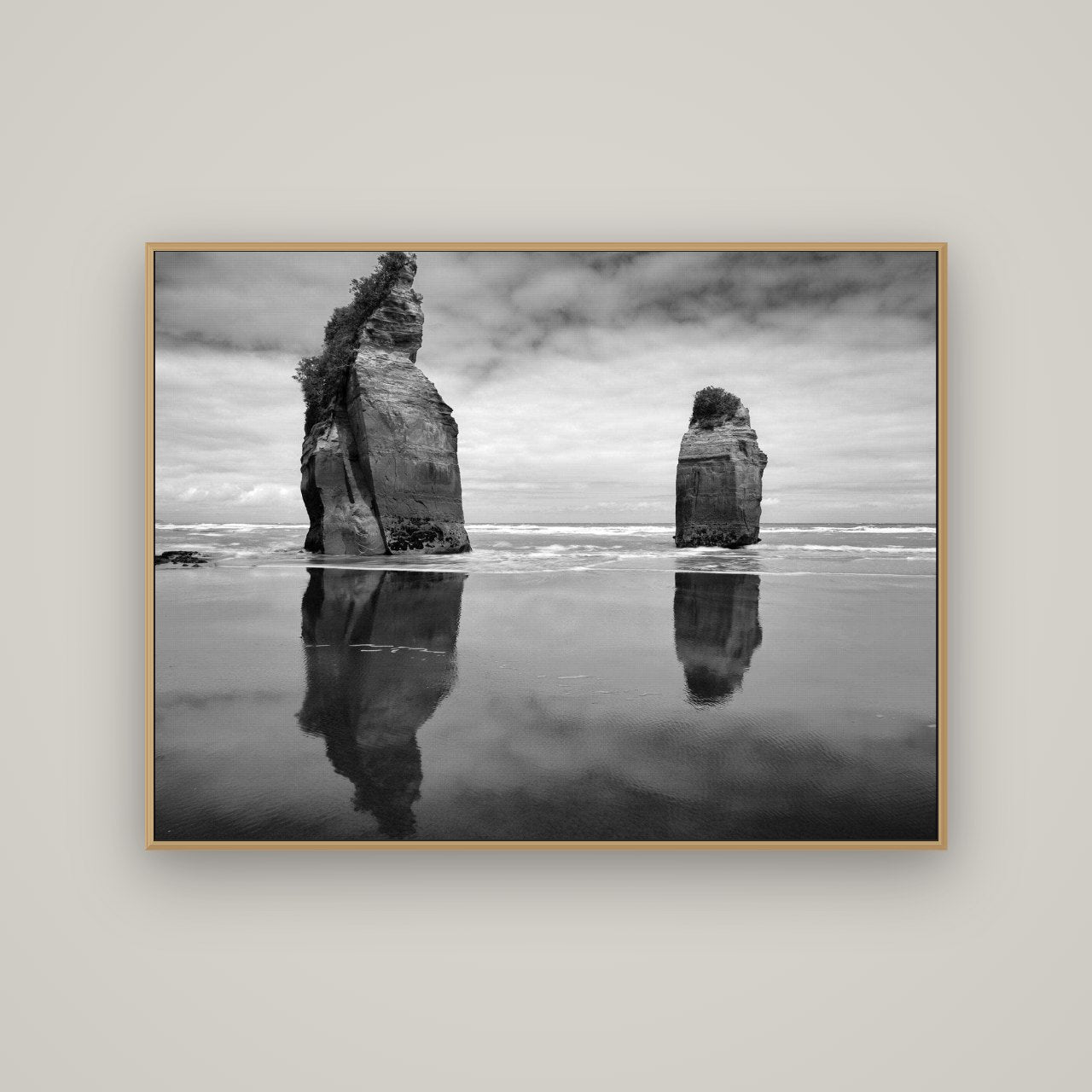 Guardians of the Ocean, Taranaki, Basel Natural Oak, 133×100 cm. New Zealand fine art wall art by Stephen Milner.