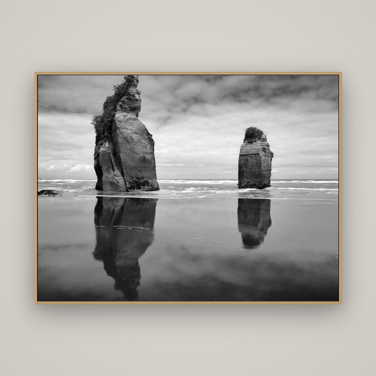 Guardians of the Ocean, Taranaki, Basel Natural Oak, 160×120 cm. New Zealand fine art wall art by Stephen Milner.