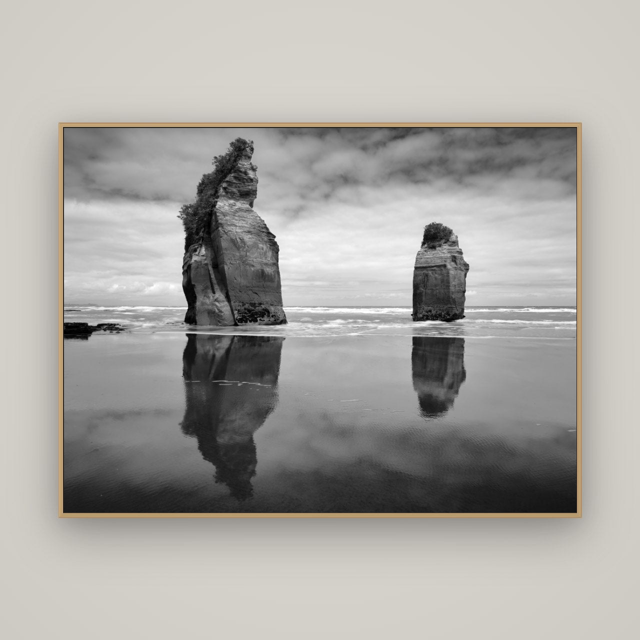 Guardians of the Ocean, Taranaki, Basel Natural Oak, 160×120 cm. New Zealand fine art photograph under matte acrylic glass.