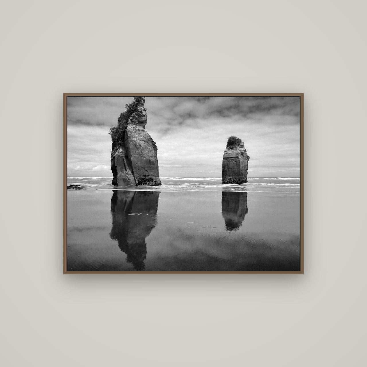 Guardians of the Ocean, Taranaki, Basel Walnut, 107×80 cm. New Zealand fine art wall art by Stephen Milner.