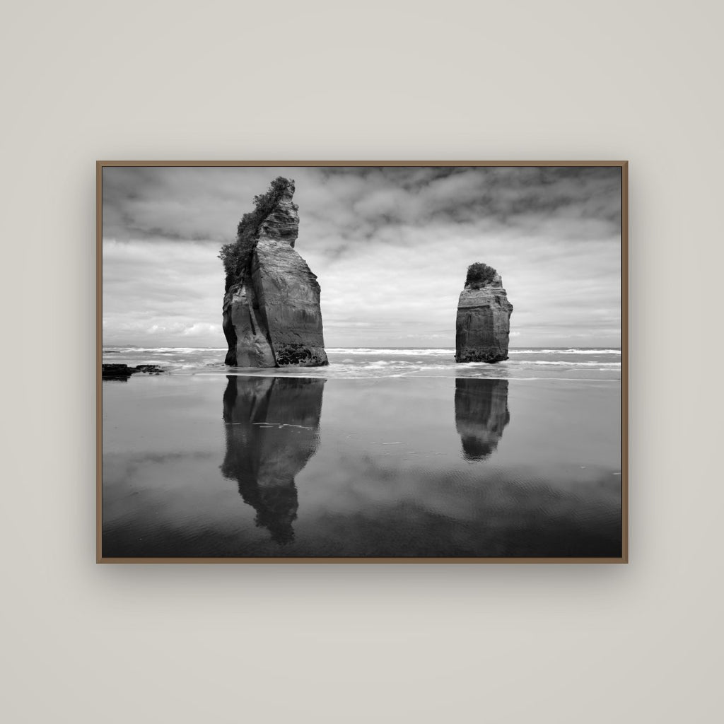 Guardians of the Ocean, Taranaki, Basel Walnut, 133×100 cm. New Zealand fine art photograph under matte acrylic glass.