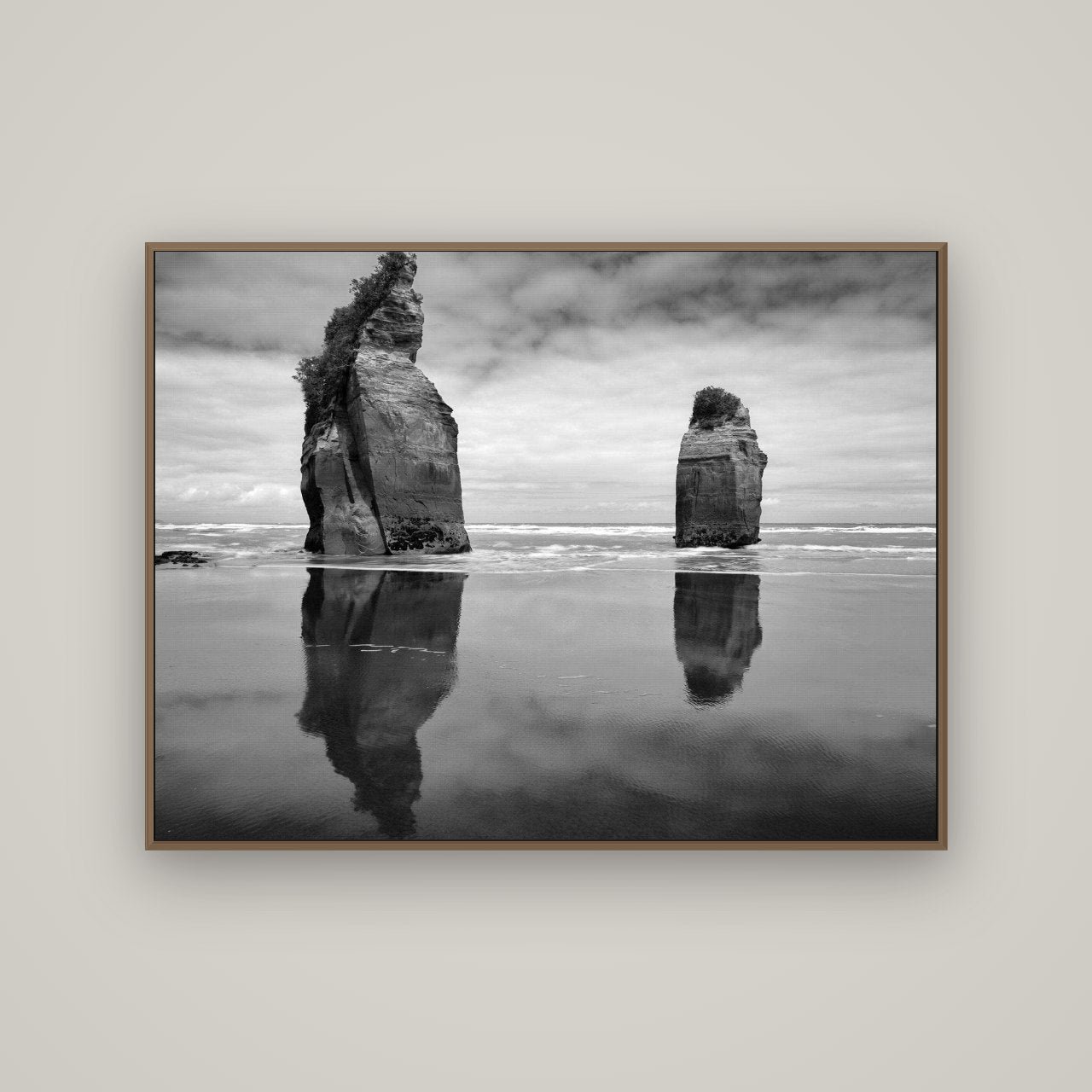 Guardians of the Ocean, Taranaki, Basel Walnut, 133×100 cm. New Zealand fine art wall art by Stephen Milner.