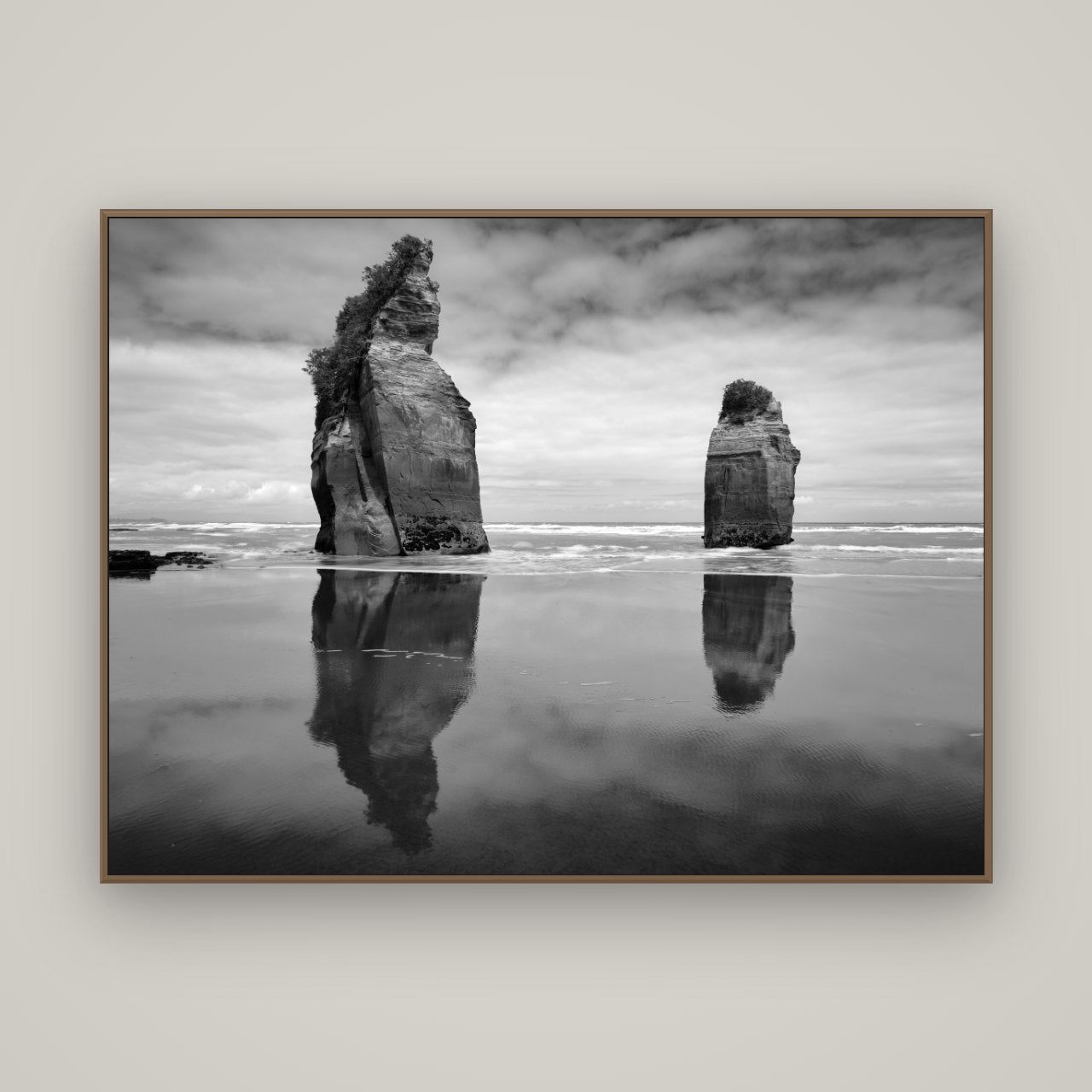 Guardians of the Ocean, Taranaki, Basel Walnut, 160×120 cm. New Zealand fine art photograph under matte acrylic glass.