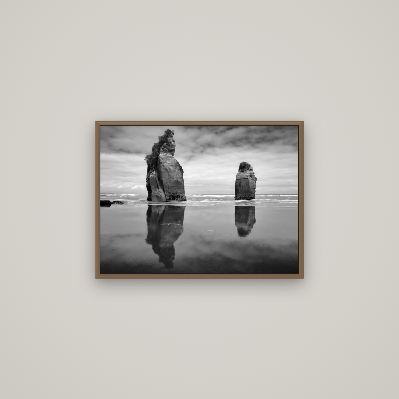 Guardians of the Ocean, Taranaki, Basel Walnut, 67×50 cm. New Zealand fine art wall art by Stephen Milner.