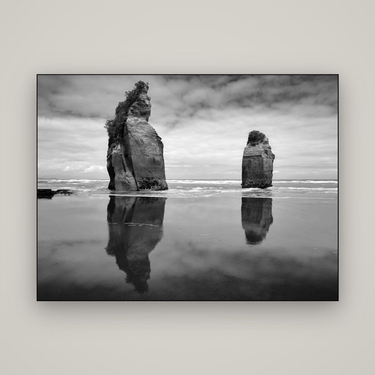 Guardians of the Ocean, Taranaki — Slimline Black, 160×120 cm. New Zealand fine art wall art by Stephen Milner.