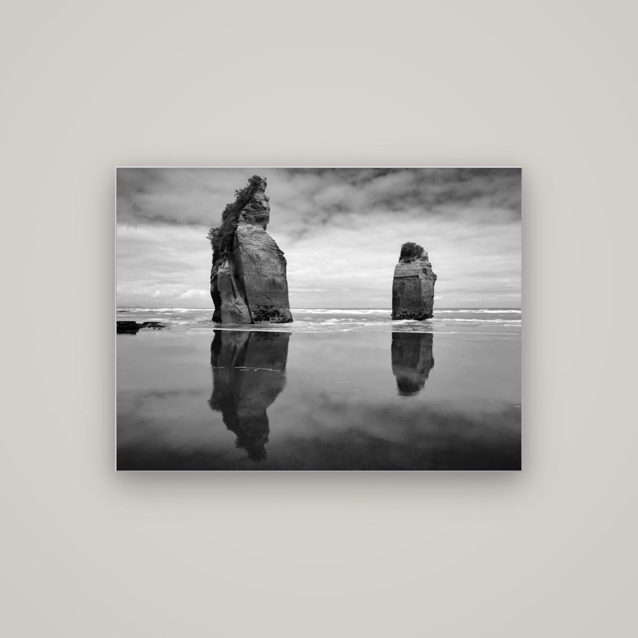 Guardians of the Ocean, Taranaki — Slimline Silver, 107×80 cm. New Zealand fine art wall art by Stephen Milner.