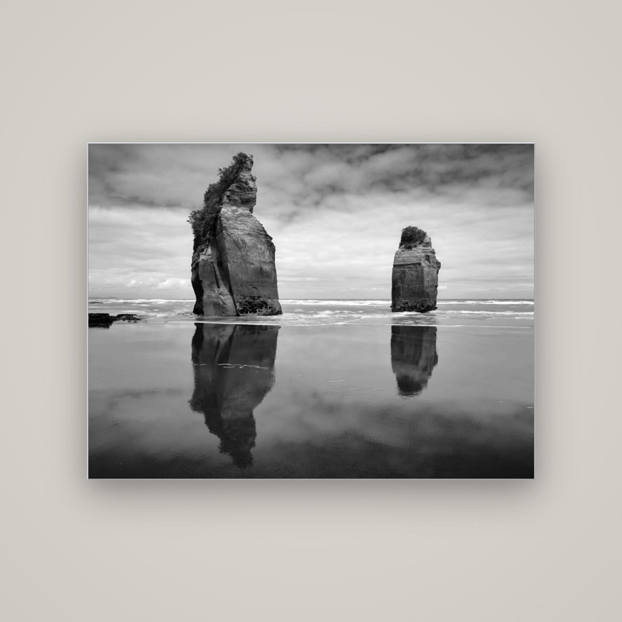 Guardians of the Ocean, Taranaki — Slimline Silver, 133×100 cm. New Zealand fine art wall art by Stephen Milner.
