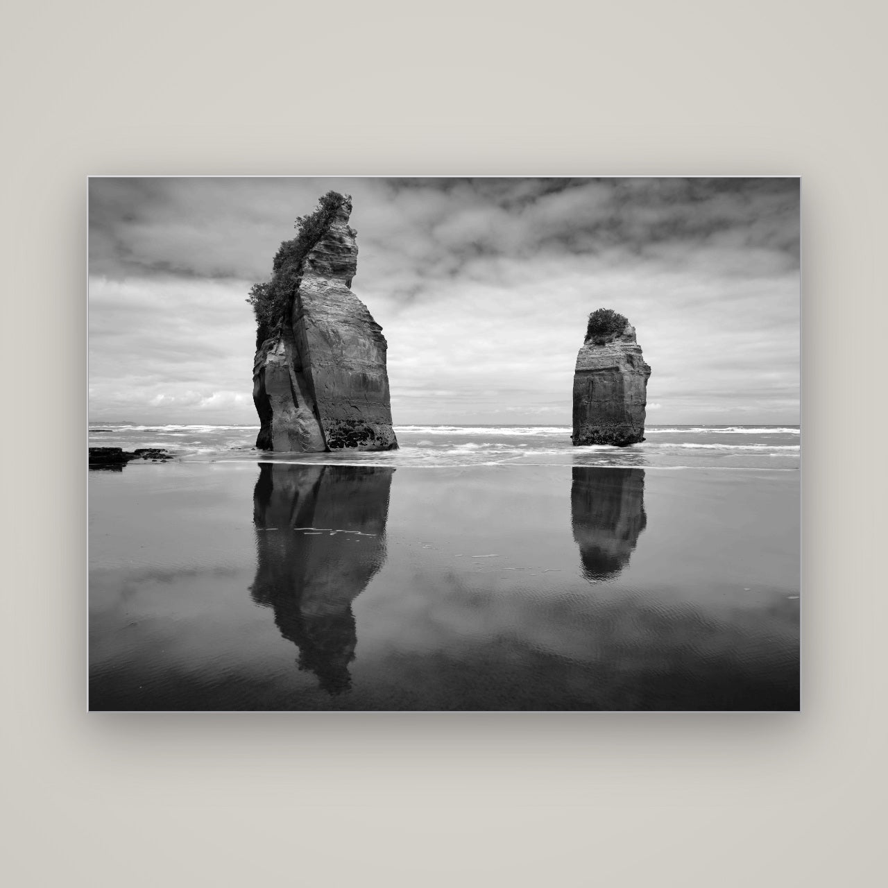 Guardians of the Ocean, Taranaki — Slimline Silver, 160×120 cm. New Zealand fine art wall art by Stephen Milner.