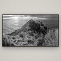 Guiding Light, Nugget Point Sunrise — Basel Black Matte, 196×110 cm. New Zealand fine art wall art by Stephen Milner.