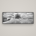 Harbour of Tranquility, Pōhutukawa Bloom at Mahurangi — Basel Black Matte, 198×70 cm. New Zealand fine art wall art by Stephen Milner.