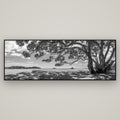 Harbour of Summer Light, Pōhutukawa Bloom, Bay of Islands — Basel Black, 198×70 cm. New Zealand fine art wall art by Stephen Milner.