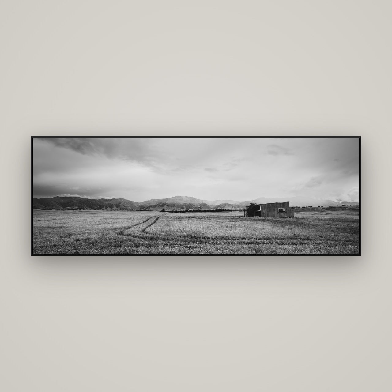 Harvest Light, Canterbury — ArtBox Black, 170×60 cm. New Zealand fine art wall art by Stephen Milner.