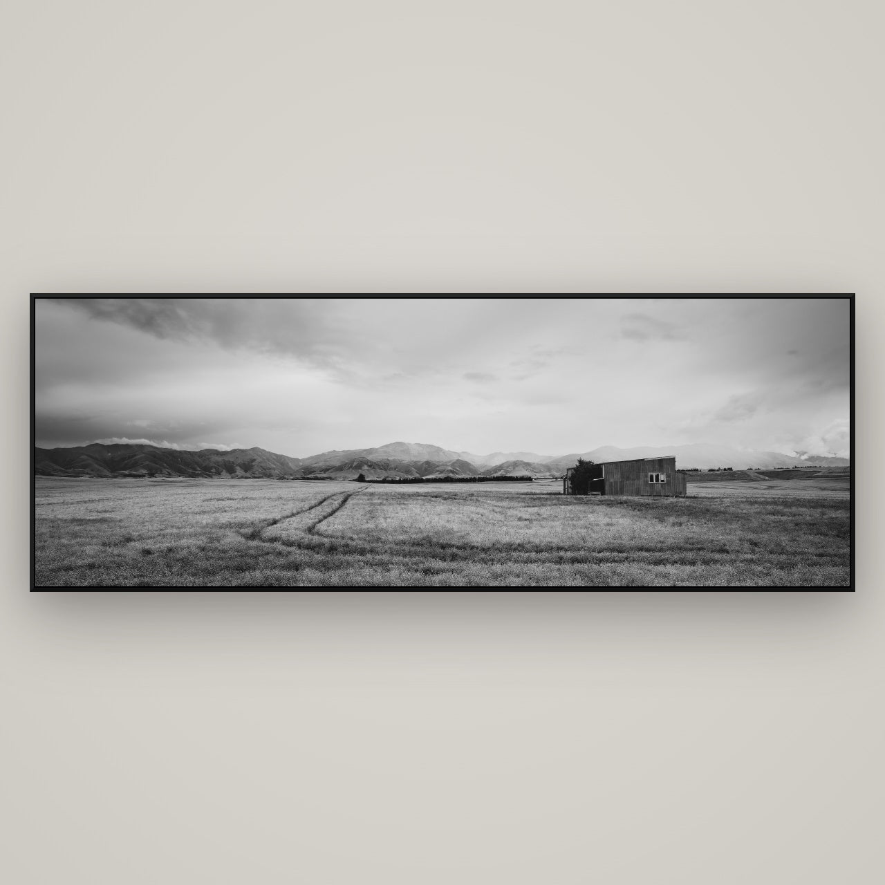 Harvest Light, Canterbury — ArtBox Black, 198×70 cm. New Zealand fine art wall art by Stephen Milner.