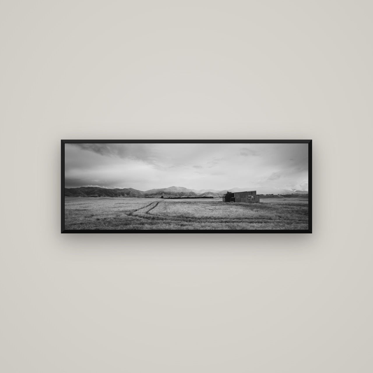 Harvest Light, Canterbury — Basel Black, 113×40 cm. New Zealand fine art wall art by Stephen Milner.