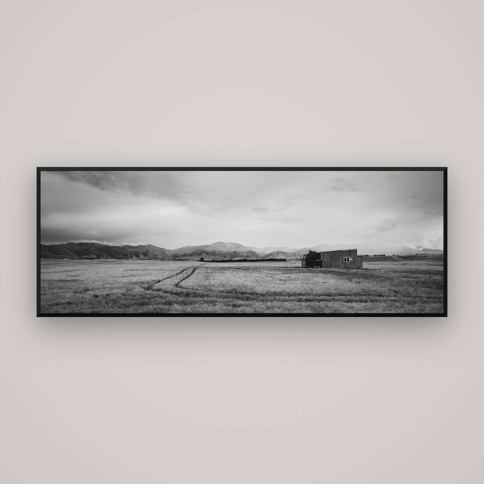Harvest Light, Canterbury — Basel Black Matte, 170×60 cm. New Zealand fine art wall art by Stephen Milner.