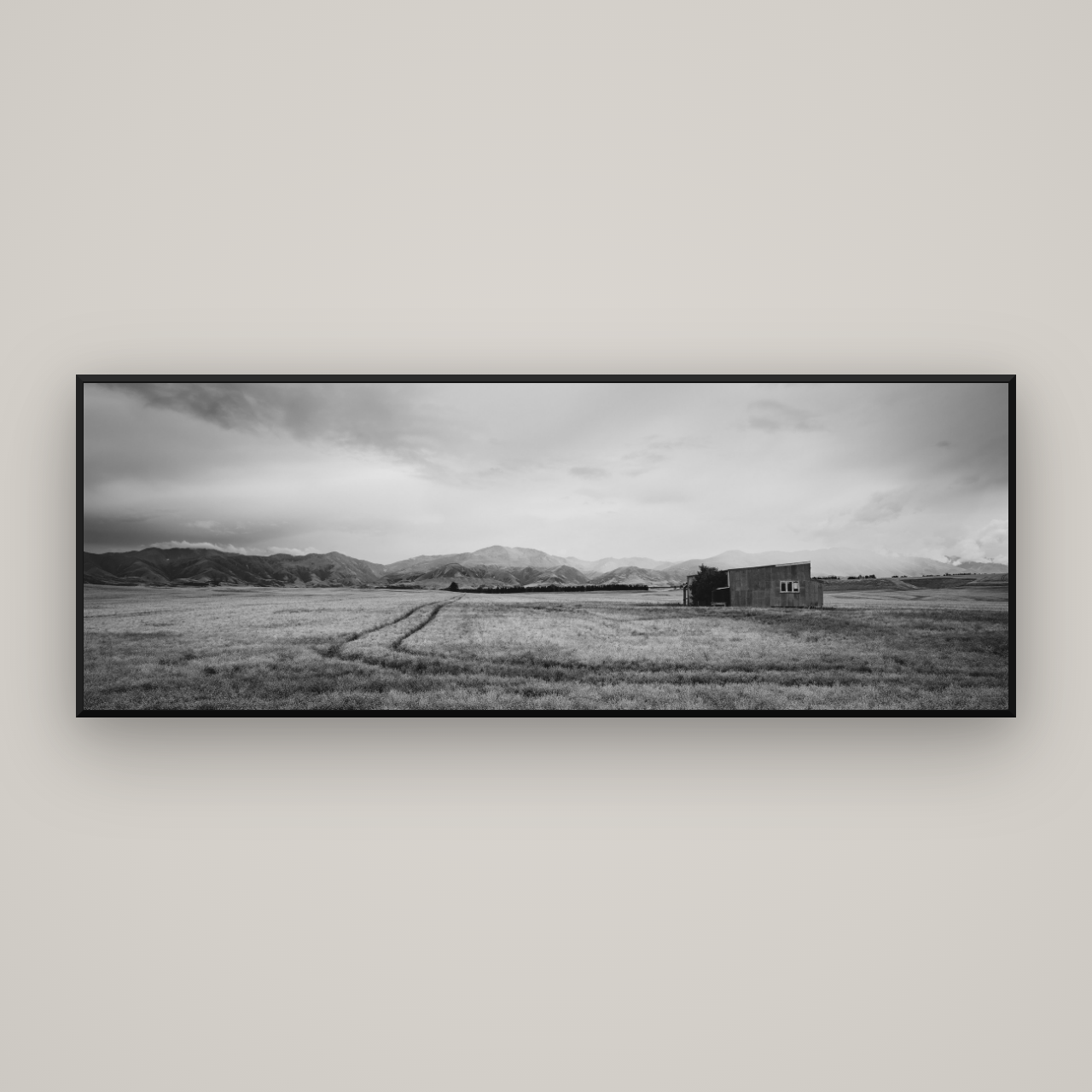 Harvest Light, Canterbury — Basel Black Matte, 198×70 cm. New Zealand fine art wall art by Stephen Milner.