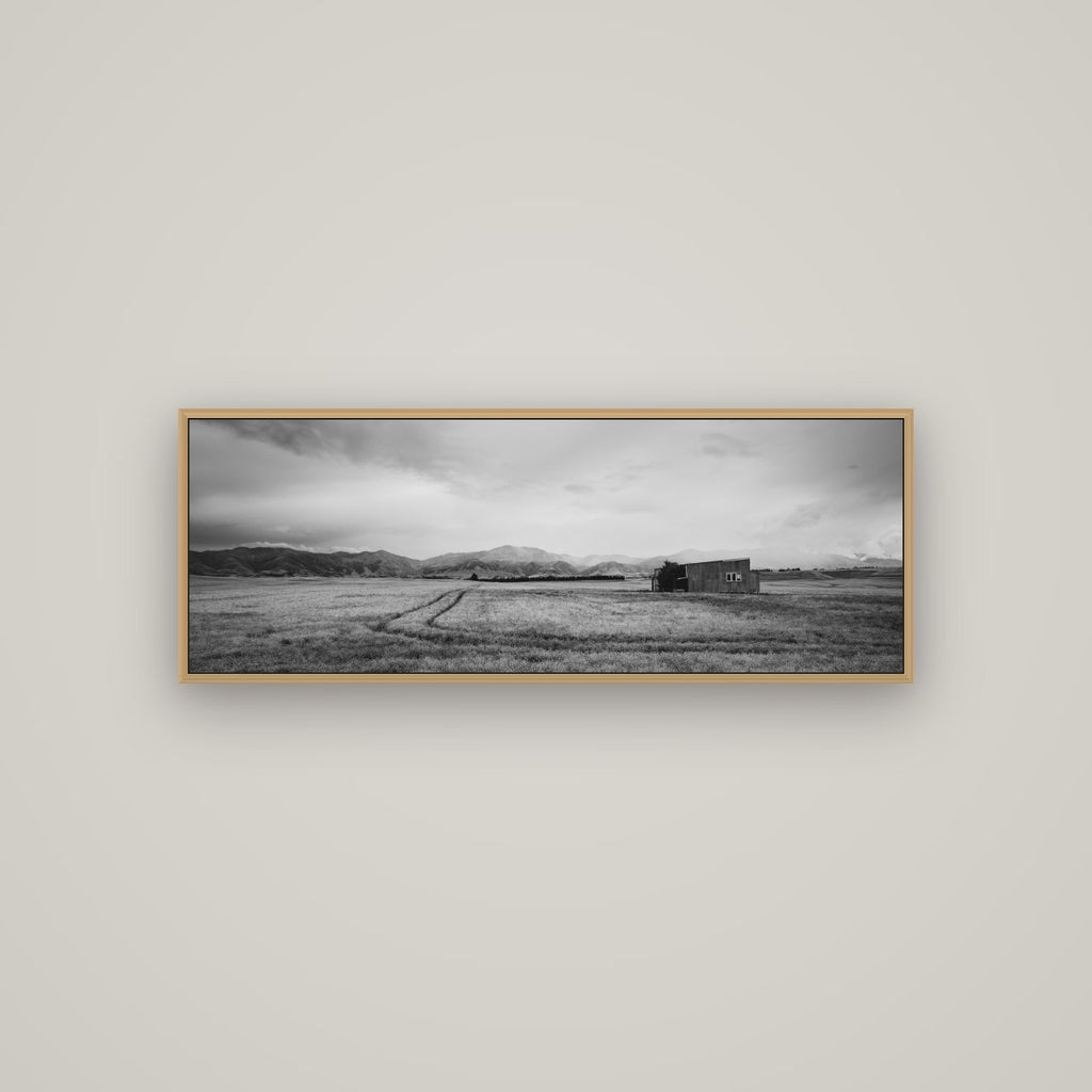 Harvest Light, Canterbury, Basel Natural Oak, 113×40 cm. New Zealand fine art wall art by Stephen Milner.