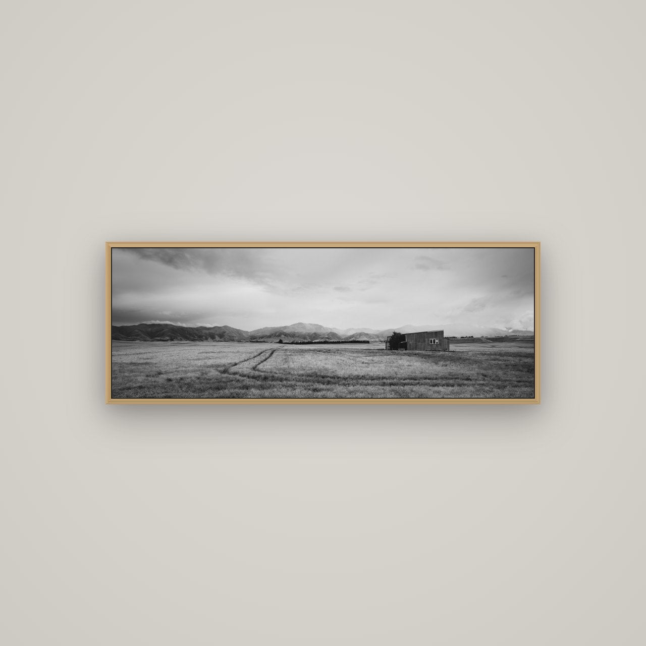Harvest Light, Canterbury, Basel Natural Oak, 113×40 cm. New Zealand fine art wall art by Stephen Milner.