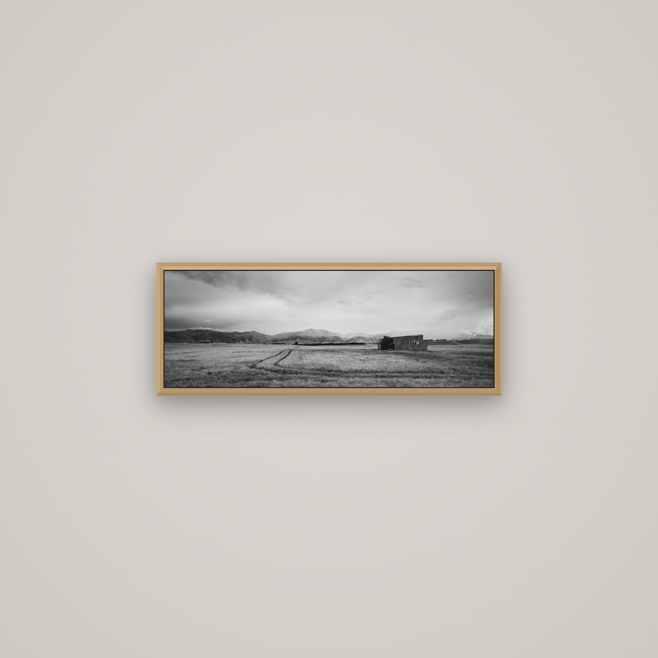 Harvest Light, Canterbury, Basel Natural Oak, 68×24 cm. New Zealand fine art wall art by Stephen Milner.