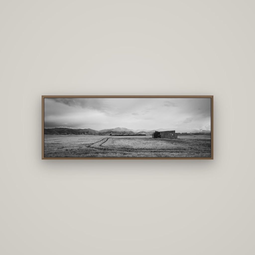 Harvest Light, Canterbury, Basel Walnut, 113×40 cm. New Zealand fine art wall art by Stephen Milner.