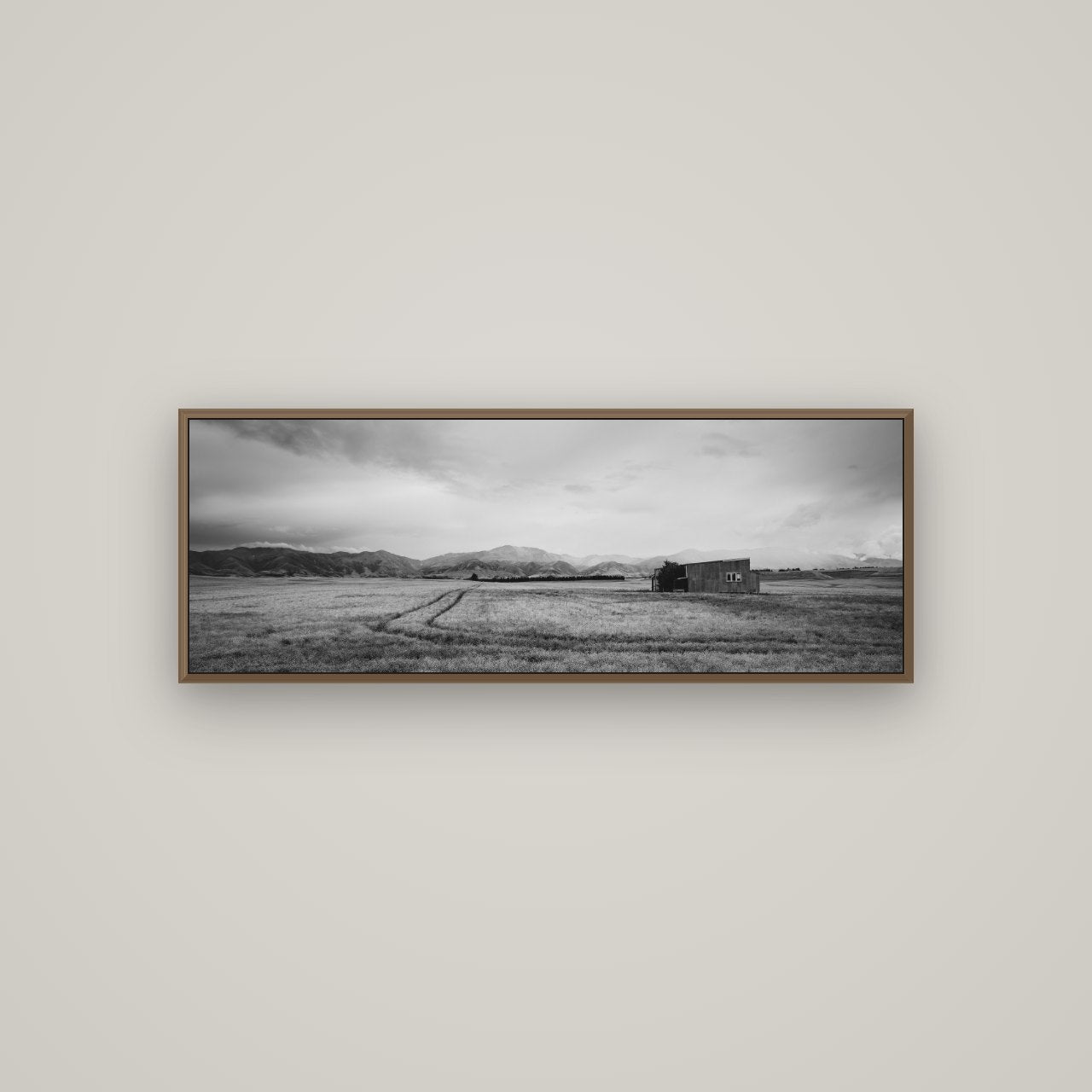 Harvest Light, Canterbury, Basel Walnut, 113×40 cm. New Zealand fine art wall art by Stephen Milner.