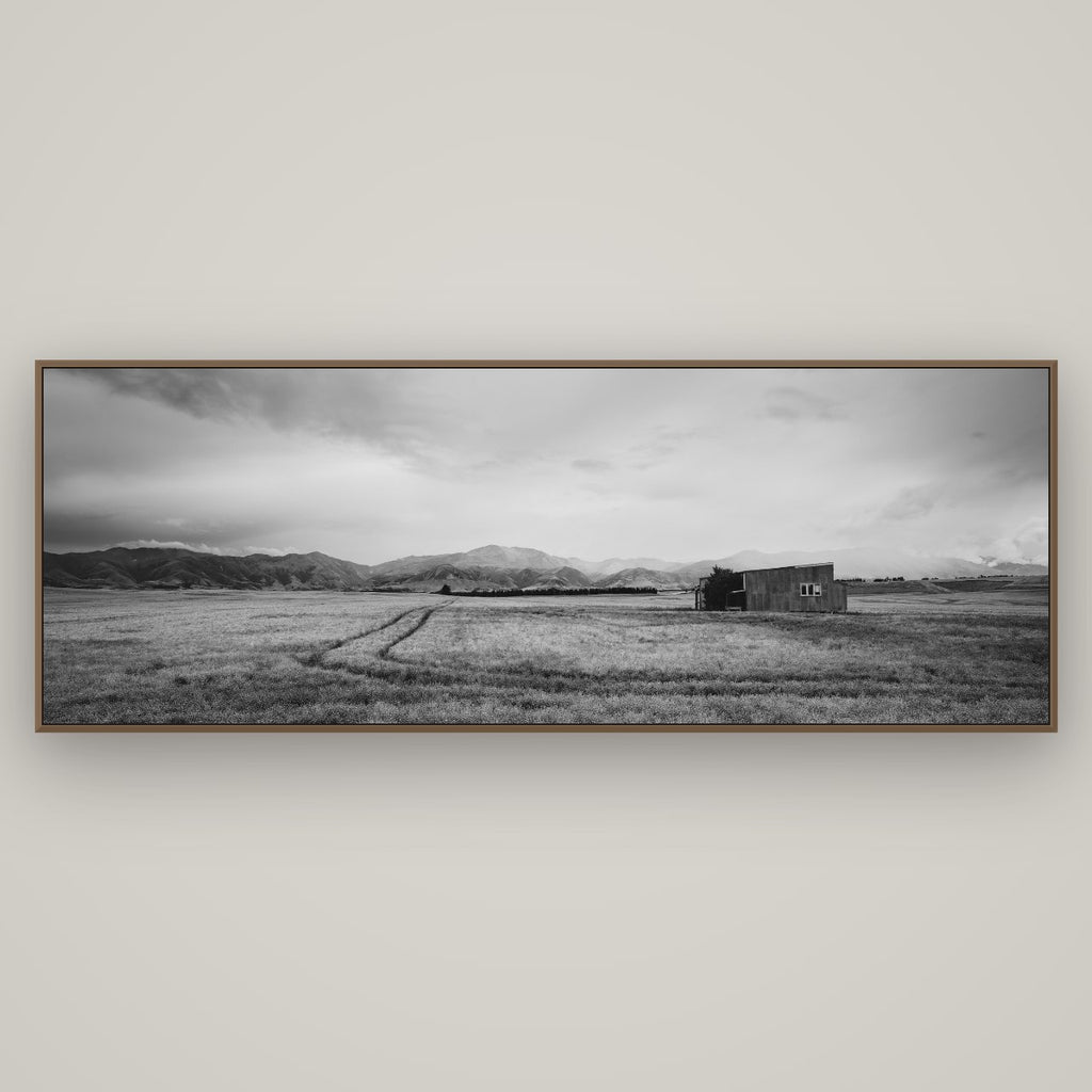 Harvest Light, Canterbury, Basel Walnut, 198×70 cm. New Zealand fine art wall art by Stephen Milner.