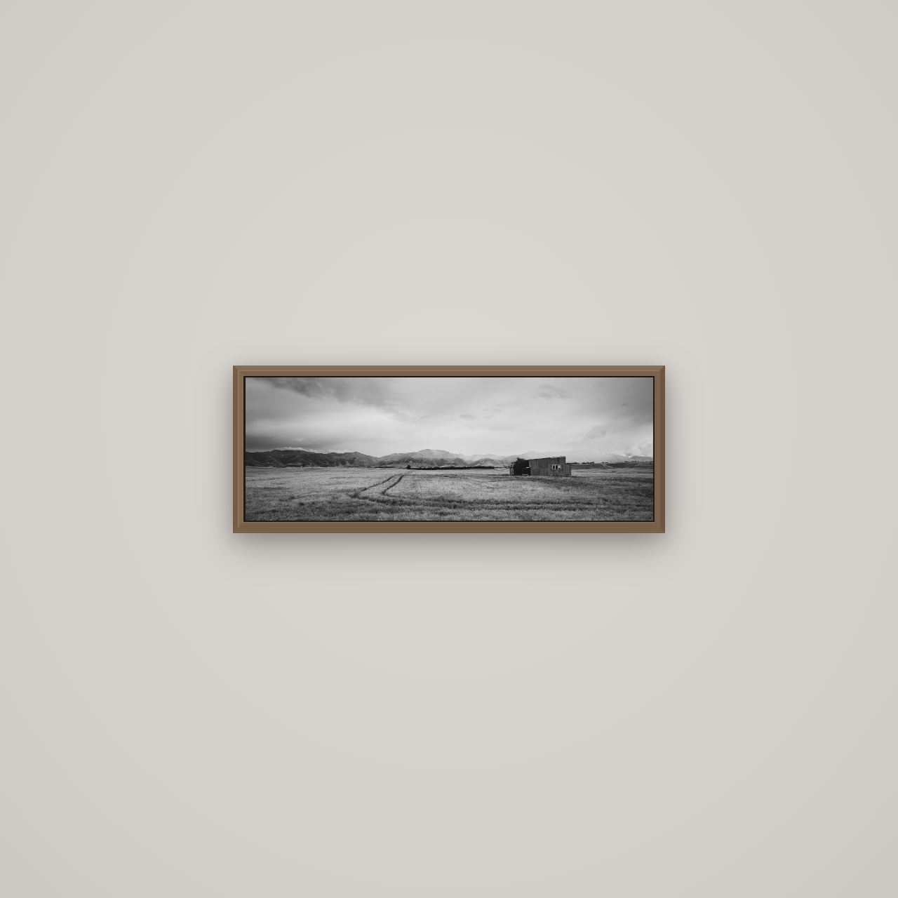 Harvest Light, Canterbury, Basel Walnut, 57×20 cm. New Zealand fine art wall art by Stephen Milner.