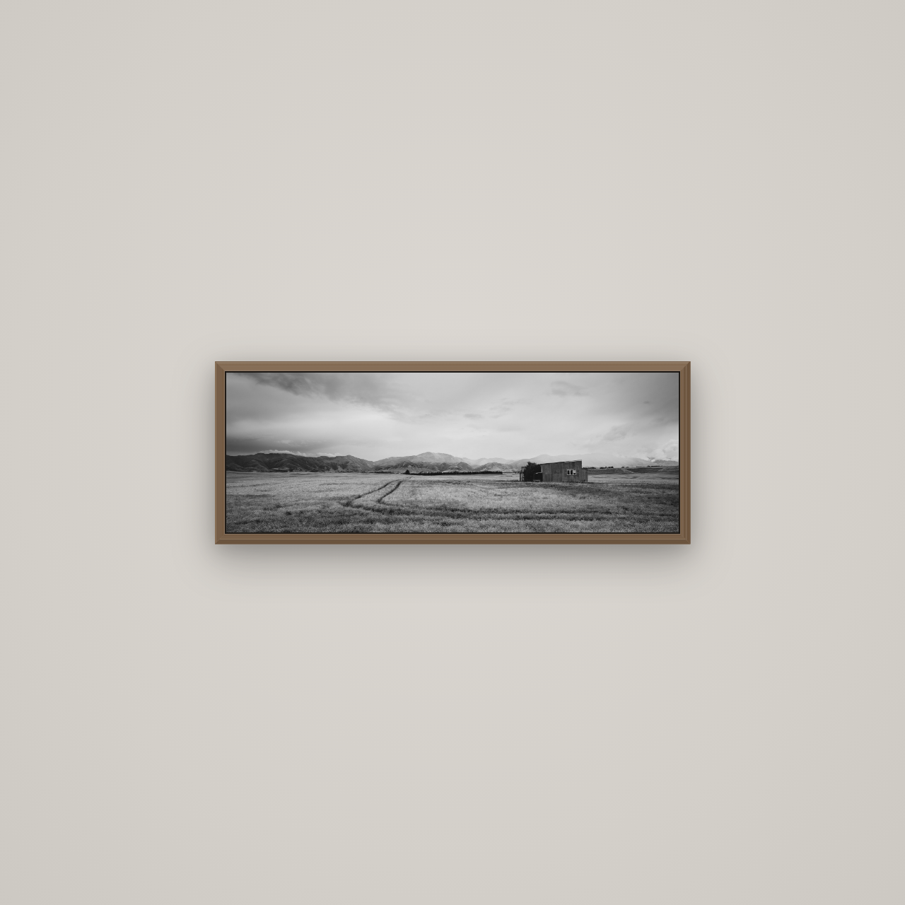 Harvest Light, Canterbury, Basel Walnut, 68×24 cm. New Zealand fine art wall art by Stephen Milner.