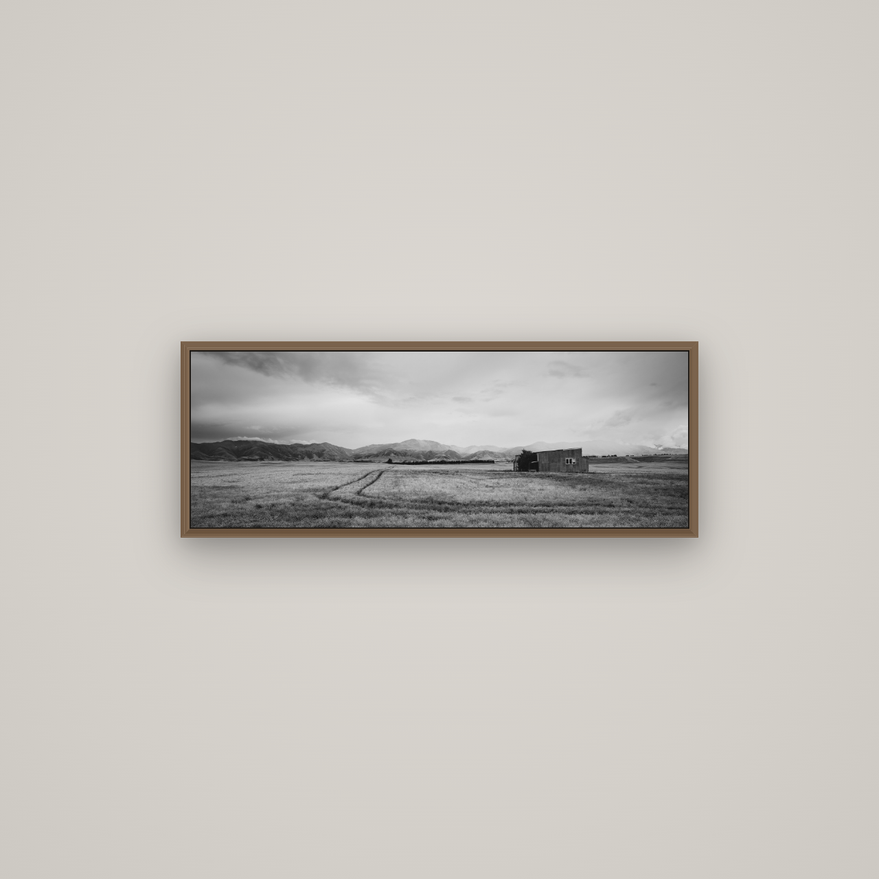 Harvest Light, Canterbury, Basel Walnut, 85×30 cm. New Zealand fine art wall art by Stephen Milner.