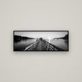 Journey to Sunrise, French Pass Pier — Basel Black, 113×40 cm. New Zealand fine art wall art by Stephen Milner.