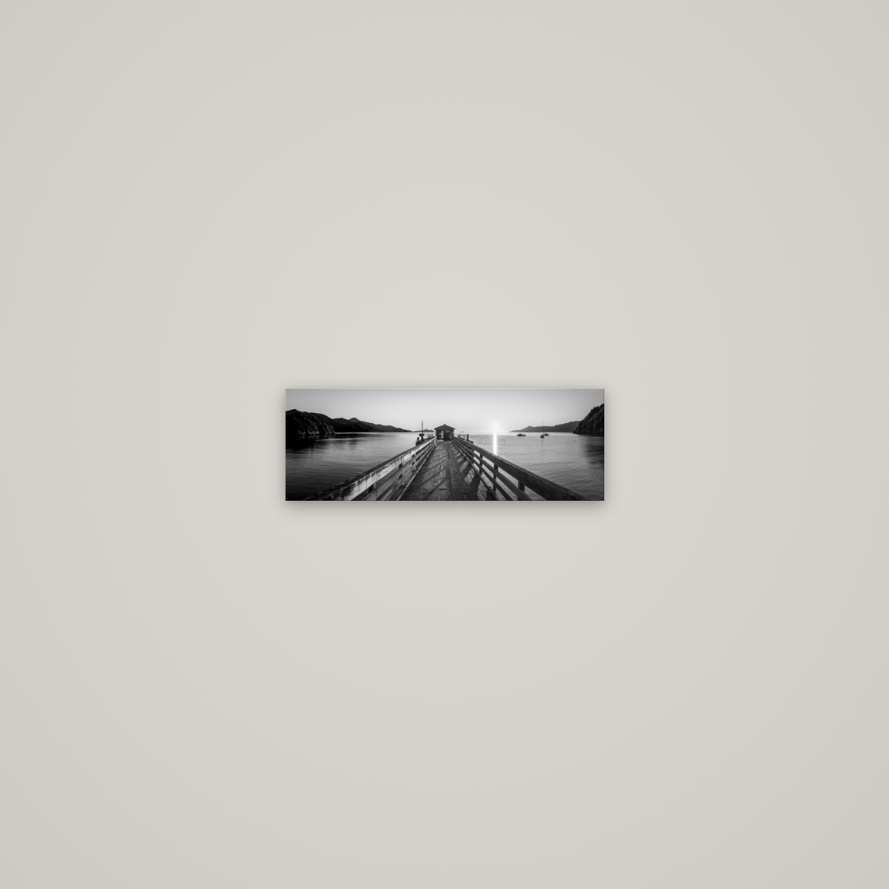 Journey to Sunrise, French Pass Pier — No frame, 34×12 cm. New Zealand fine art wall art by Stephen Milner.