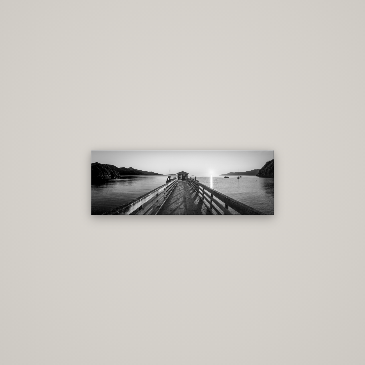 Journey to Sunrise, French Pass Pier — No frame, 68×24 cm. New Zealand fine art wall art by Stephen Milner.