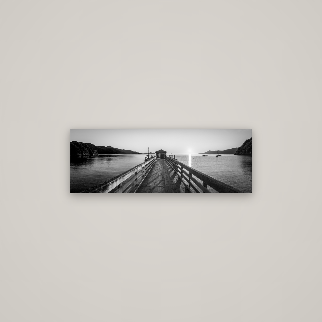 Journey to Sunrise, French Pass Pier — No frame, 85×30 cm. New Zealand fine art wall art by Stephen Milner.